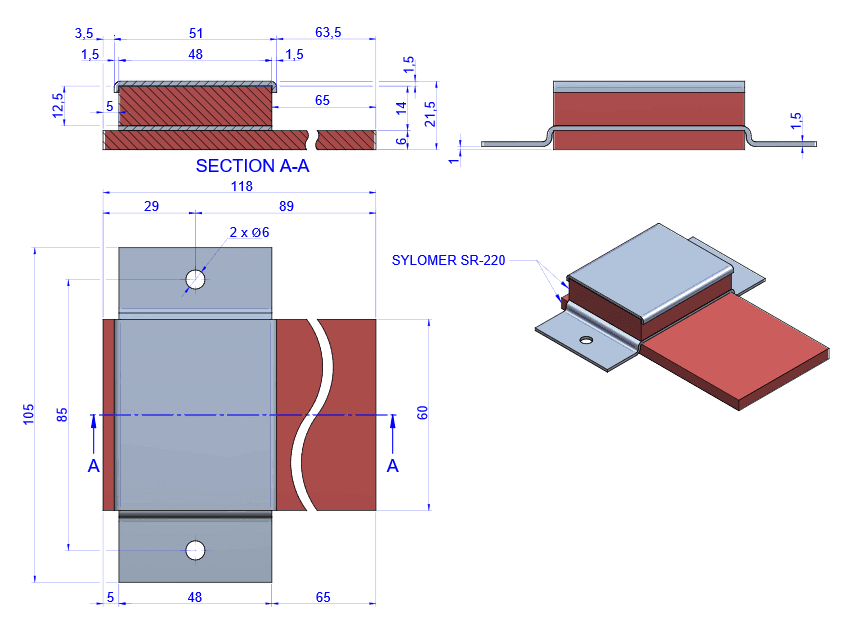 EP-500+Sylomer® Super acoustic hangers