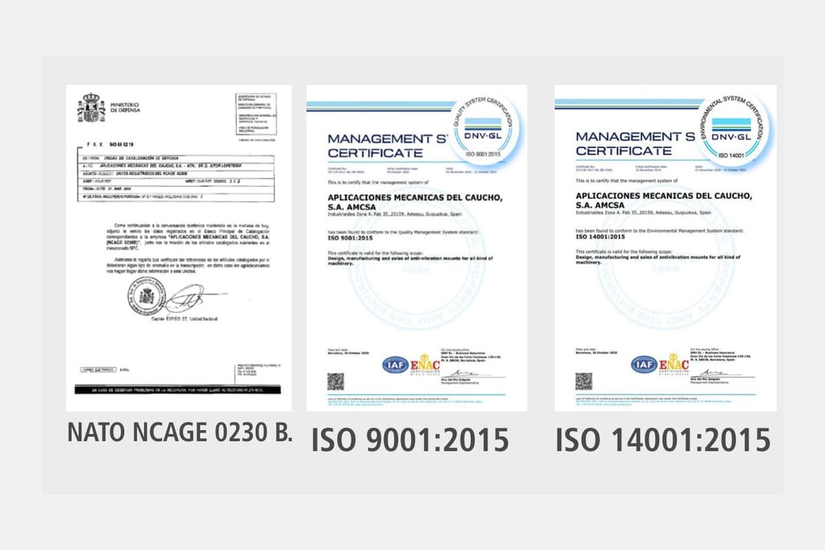 Certificados ISO 9001, ISO 14001 y homologación OTAN de AMC